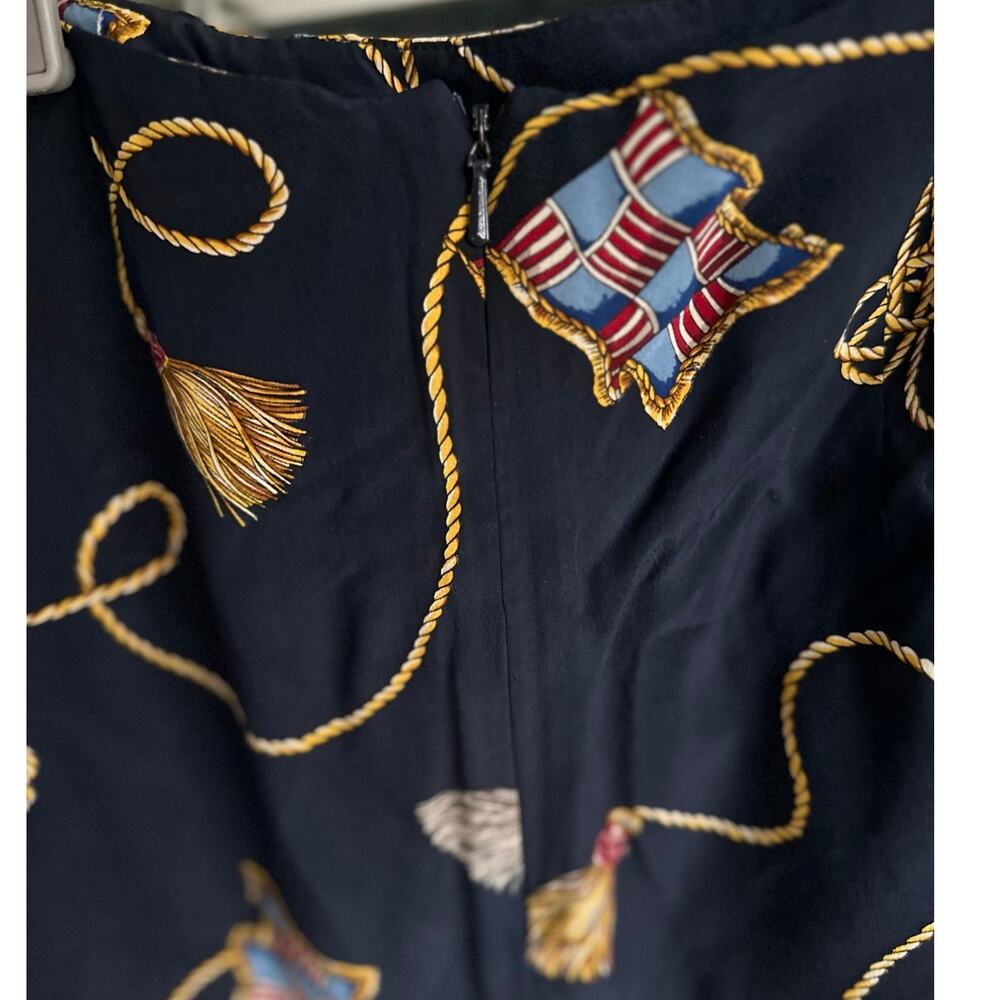 Brooks Brothers Vintage Navy Blue Nautical Print Silk Skirt Size 12/28in waist - Picture 3 of 4